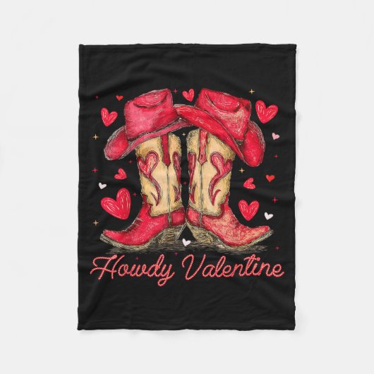 Couverture Polaire Retro Howdy Valentine Cowboy Boots Western Valenti (Devant)
