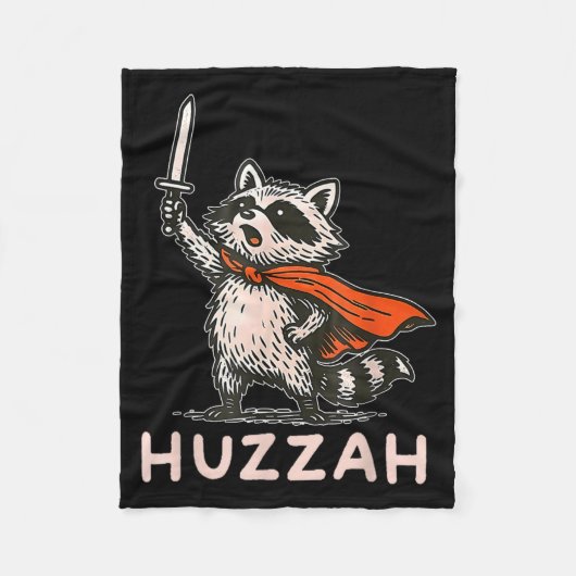 Couverture Polaire Retro Huzzah Raccoon Knight Funny Sword Meme Quote (Devant)