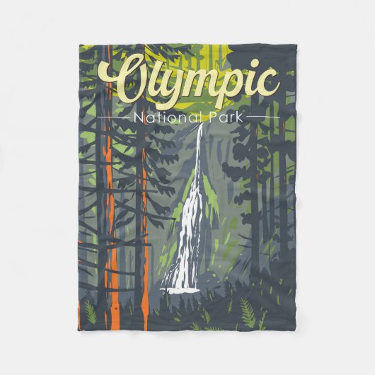 Couverture Polaire Retro Illustration du Parc National Olympique (Devant)