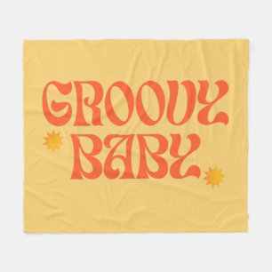 Couverture Polaire Retro les années 70 moutarde Orange Hippie Super b