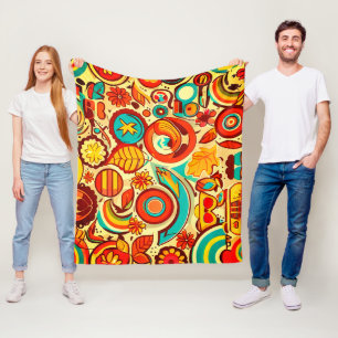 Couverture Polaire Retro les années 70 Super Automne Éléments Motif