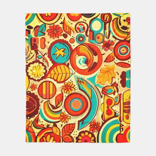 Couverture Polaire Retro les années 70 Super Automne Éléments Motif (Devant)
