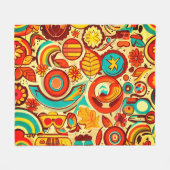 Couverture Polaire Retro les années 70 Super Automne Éléments Motif (Devant (Horizontal))