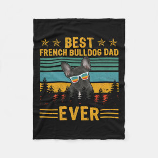 Couverture Polaire Retro Meilleur Français Bulldog Papa Jamais Chien 