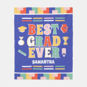 Couverture Polaire Rétro Meilleur Grad Ever Bleu Graduation (Devant)