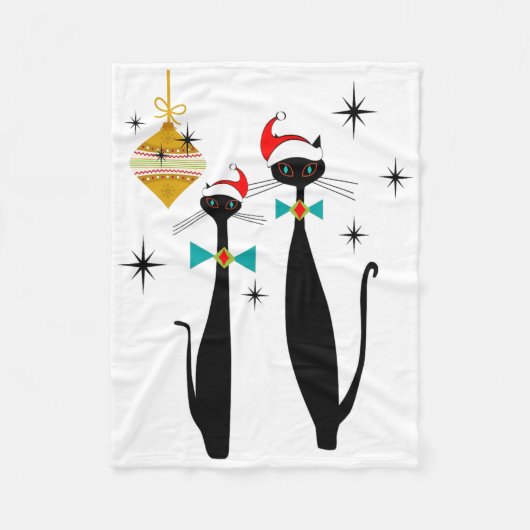 Couverture Polaire Retro Mid Century Modern Cool Cat Christmas (Devant)