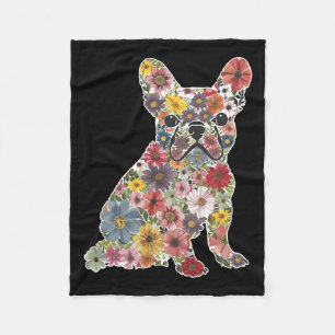 Couverture Polaire Retro mignon Français Bulldog Floral animal de chi