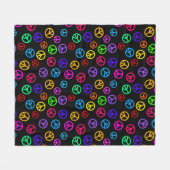 Couverture Polaire Rétro motif de signe de paix (Devant (Horizontal))