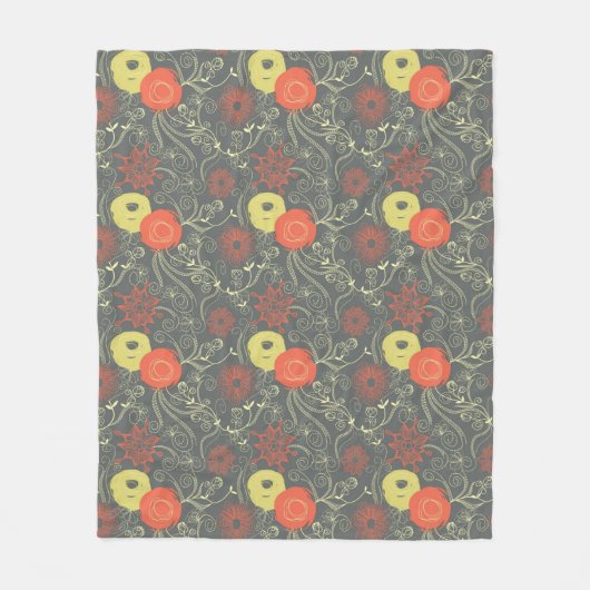 Couverture Polaire Rétro motif floral (Devant)