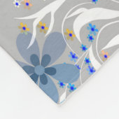 Couverture Polaire Retro, motif floral, bleu, gris, fleurs (Coin)