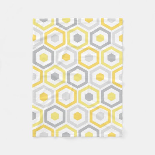 Couverture Polaire Rétro motif géométrique gris jaune (Devant)