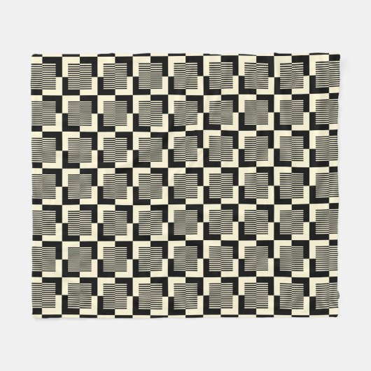 Couverture Polaire Rétro motif noir et bronzage (Devant (Horizontal))