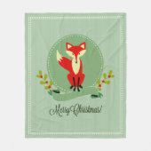 Couverture Polaire Retro Noël Fox Pastel Vert & Beige 2 (Devant)