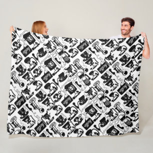 Couverture Polaire Retro Noir ou toute couleur & Blanc Téléphone Moti