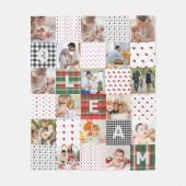 Couverture Polaire Retro Patchwork Effet Quilt Motif Photo College (Devant)