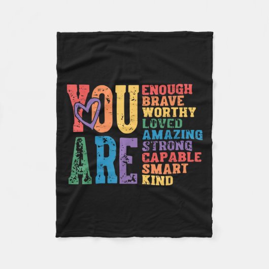 Couverture Polaire Retro Pride Mental Health You Are Enough Brave Wor (Devant)