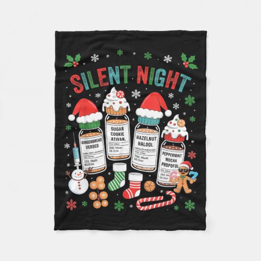 Couverture Polaire Retro Profol Silent Night Icu Nurses Funny Merry C (Devant)
