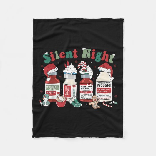 Couverture Polaire Retro Profol Silent Night Icu Nurses Funny Merry C (Devant)