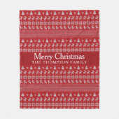 Couverture Polaire Retro Red Reindeer Custom Joyeux Noël (Devant)