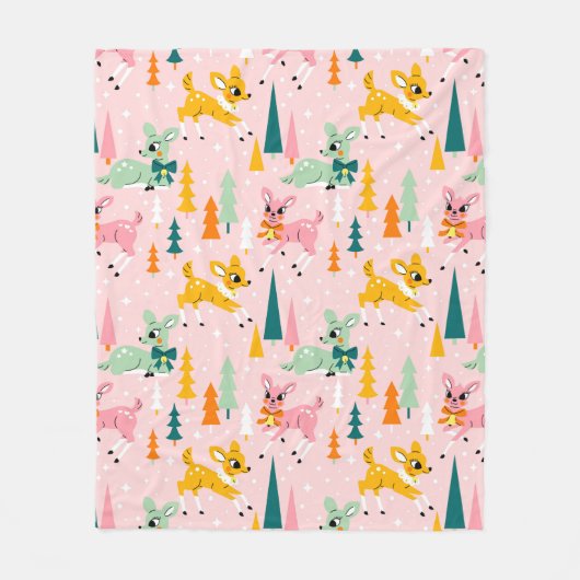 Couverture Polaire Retro Reindeer Wonderland Motif de vacances (Devant)