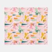 Couverture Polaire Retro Reindeer Wonderland Motif de vacances (Devant (Horizontal))