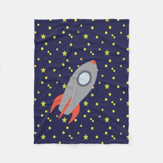 Couverture Polaire Retro Rocket Ship avec Arrière - plan Motif étoile (Devant)
