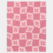 Couverture Polaire Retro rose À damiers motif floral (Devant)