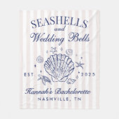 Couverture Polaire Retro Rose Coquillages & Cloches de Mariage Enterr (Devant)