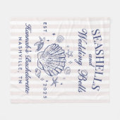 Couverture Polaire Retro Rose Coquillages & Cloches de Mariage Enterr (Devant (Horizontal))