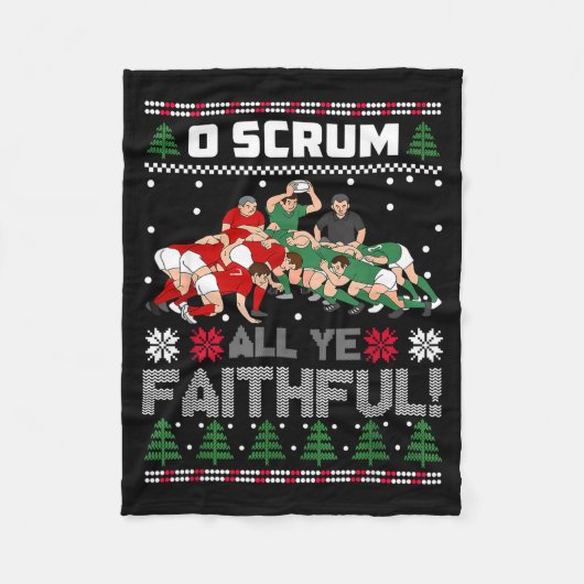 Couverture Polaire Retro Rugby O Scrum All Ye Faithful Ugly Merry Chr (Devant)
