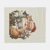 Couverture Polaire Retro Santa Claus & Kittens Christmas Winter 90s (Devant (Horizontal))