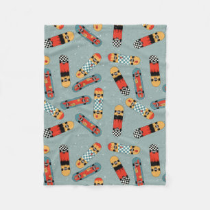 Couverture Polaire Retro Skateboard Blue Cool Motif sans couture