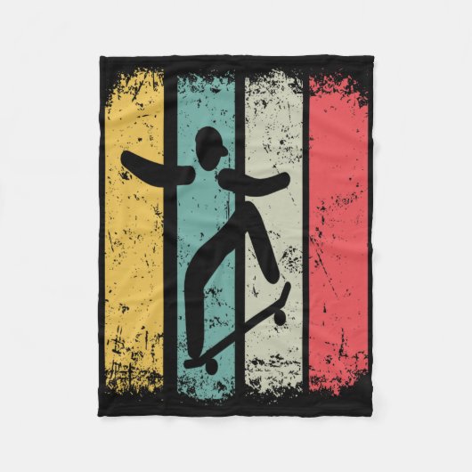 Couverture Polaire Retro Skateboard Skater Skateboarding Skateboarder (Devant)