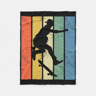 Couverture Polaire Retro Skateboarding Funny Skating Performing Trick