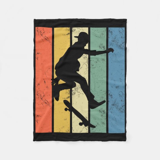 Couverture Polaire Retro Skateboarding Funny Skating Performing Trick (Devant)