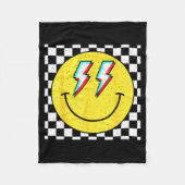 Couverture Polaire Retro Smile Face Checkered Pattern Preppy Happy Fa (Devant)