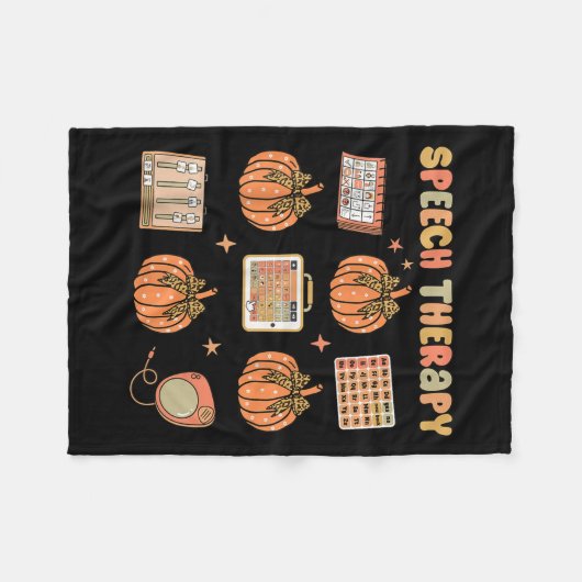 Couverture Polaire Retro Speech Therapy Slp Fall Pumpkin Speech Thera (Devant (Horizontal))
