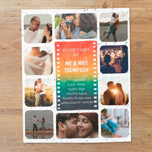 Couverture Polaire Retro Sunset Photo M. et Mme 60e anniversaire