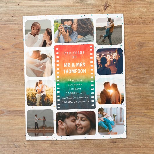 Couverture Polaire Retro Sunset Photo Mr and Mrs 2nd Anniversary