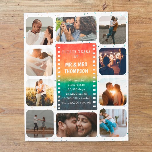 Couverture Polaire Retro Sunset Photo Mr and Mrs 30th Anniversary