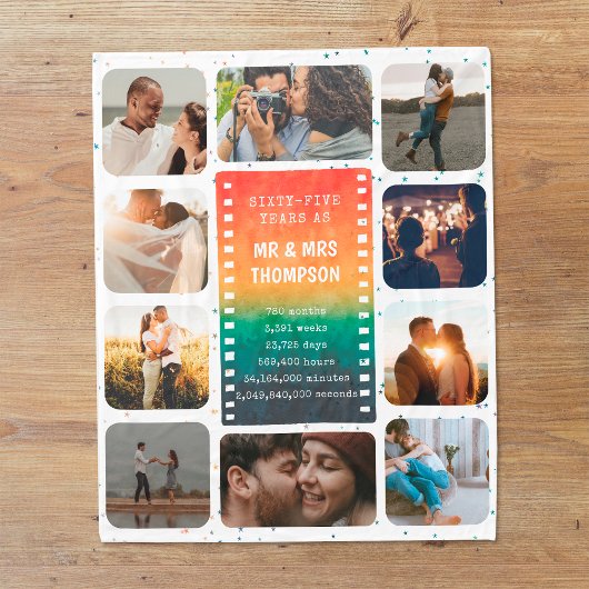Couverture Polaire Retro Sunset Photo Mr and Mrs 65th Anniversary