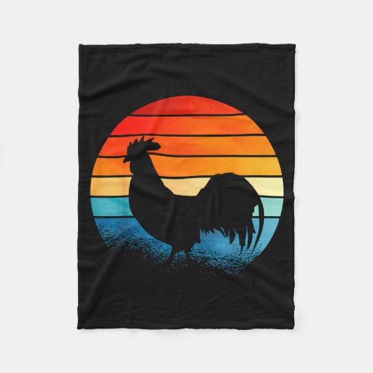 Couverture Polaire Retro Sunset Rooster Chicken Lover  (Devant)