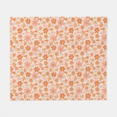 Couverture Polaire Rétro Super Boho Rose Orange Disco Champignons (Devant (Horizontal))