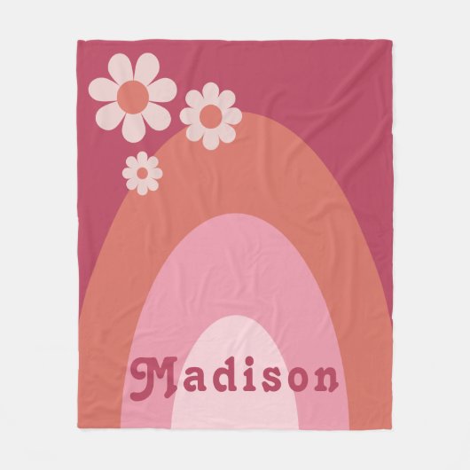 Couverture Polaire Retro Super les années 70 Daisy Arch ajouter Nom (Devant)