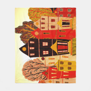 Couverture Polaire Retro Sweet Home Poster : Maisons de dessin