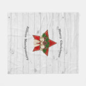 Couverture Polaire Rétro Tartan bois blanc Étoile de Noël en bois (Devant (Horizontal))