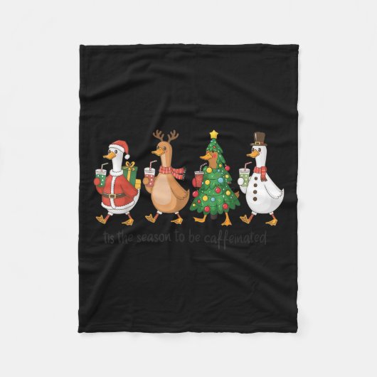 Couverture Polaire Retro Tis The Season To Be Caffeinated Funny Goose (Devant)