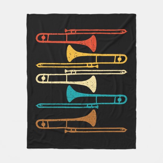 Couverture Polaire Retro Trombone - Jazz (Devant)