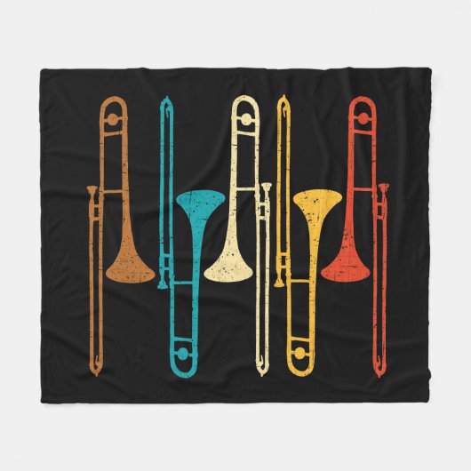 Couverture Polaire Retro Trombone - Jazz (Devant (Horizontal))