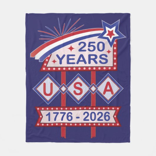 Couverture Polaire Retro USA 250th Anniversary Marquee Sign 1776-2026 (Devant)